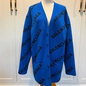 Balenciaga Royal Blue Logo Cardigan